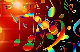 Dessin de notes de musiques colorées